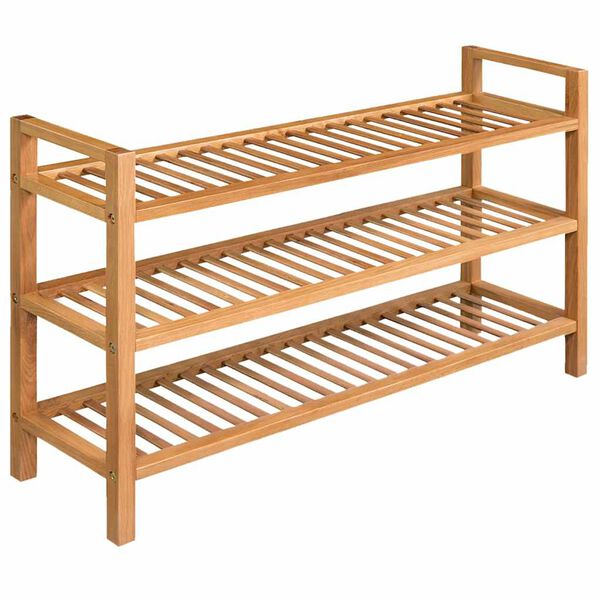 vidaXL Shoe Rack Solid Oak Brown Solid Oak Wood Large Shoe Rack