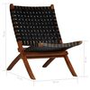vidaXL Chair Black Genuine goat leather and solid acacia wood