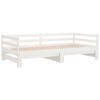 vidaXL Day Bed White Solid Pine Wood Adjustable Size Pull-Out Day Bed