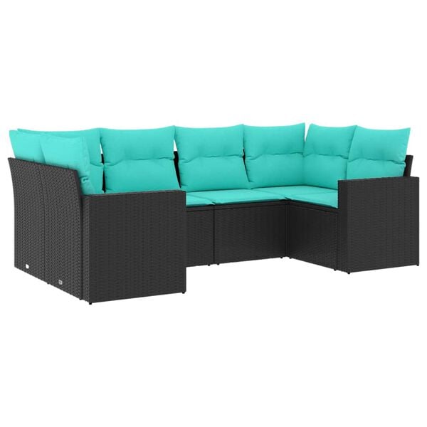 vidaXL Garden Sofa Set Black PE rattan Medium Modular Garden Sofa Set