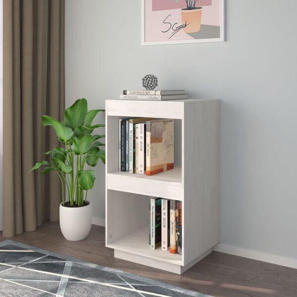 vidaXL Book Cabinet White Solid Pine Wood Compact Book Cabinet