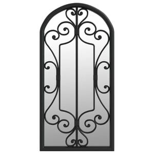 vidaXL Mirror Black Iron, Glass 27.6 x 11.8 in Decorative Inlays