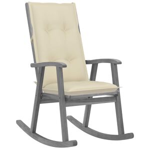 vidaXL Rocking Chair with Cushions Gray Solid Acacia Wood