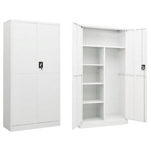 vidaXL Locker Cabinet White Steel Large Locks Locker Cabinet