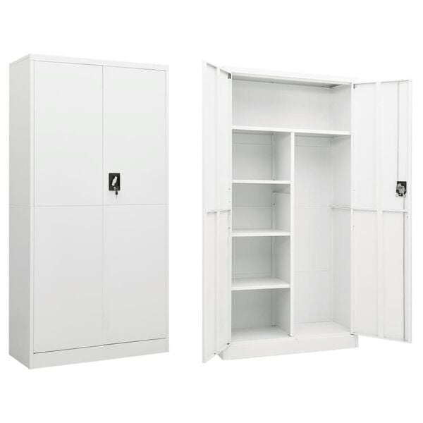 vidaXL Locker Cabinet White Steel Large Locks Locker Cabinet
