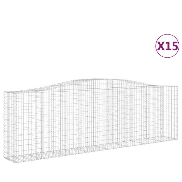 vidaXL Gabion Basket Set of 15 Silver Galvanized iron Large Durable