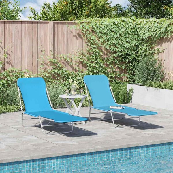 vidaXL Sunlounger Set of 2 Blue