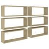 vidaXL Wall Shelf Set of 6 Sonoma oak Engineered wood 23.6x5.9x9.1 in