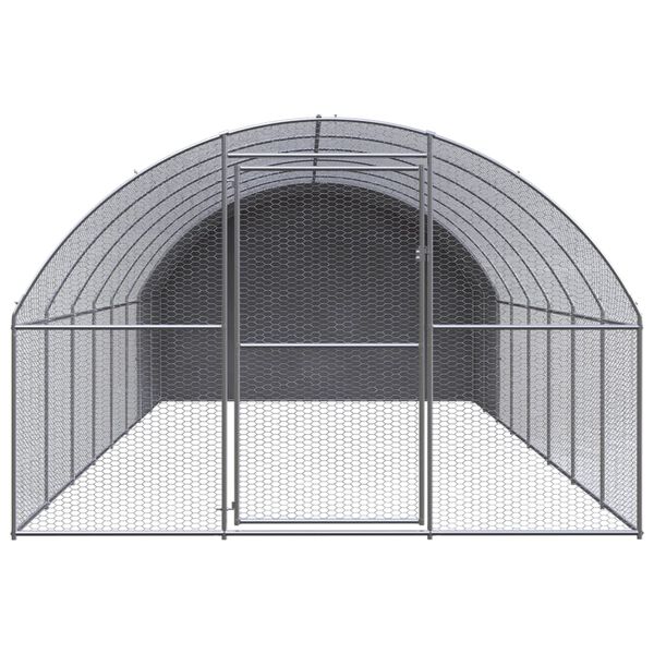 vidaXL Chicken Coop Silver Galvanized Steel Large Seats Many