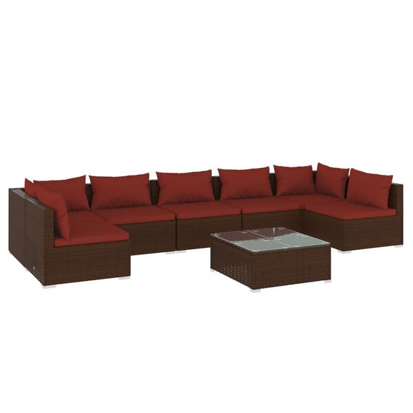 vidaXL Garden Lounge Set Brown PE rattan Large Garden Lounge Set
