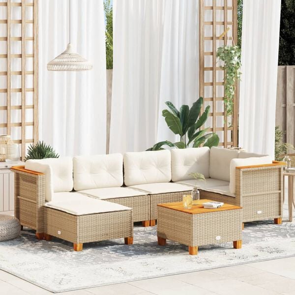 vidaXL Garden Sofa Set Beige, Cream white