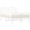 vidaXL Bed Frame White Powder-Coated Steel Small Double Bed Frame