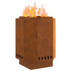 vidaXL Smokeless Fire Pit Brown 14.96 x 14.96 x 20.08 in Steel