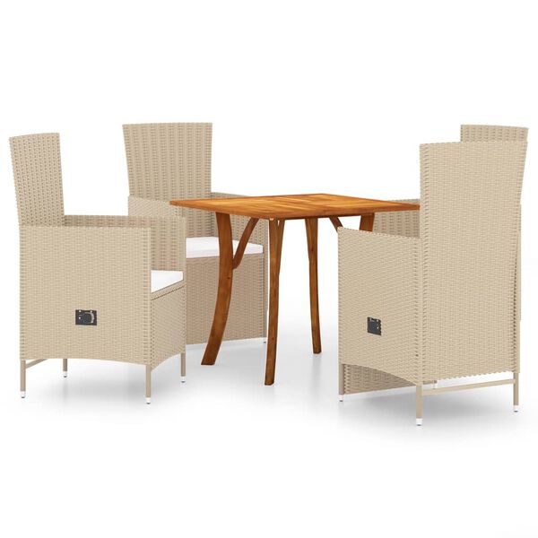 vidaXL 5 Piece Patio Dining Set Beige