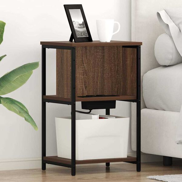 vidaXL Bedside Cabinet 2 pcs Brown Oak 14.96 x 12.20 x 24.02 in
