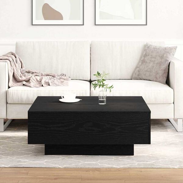 vidaXL Coffee Table Black Oak 31.50 x 31.50 x 12.20 in