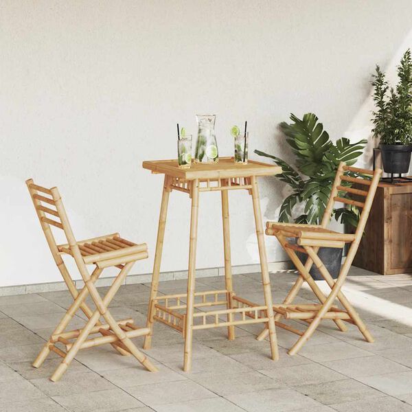 vidaXL Outdoor Bar Stool Natural Bamboo Standard Outdoor Bar Stool Size