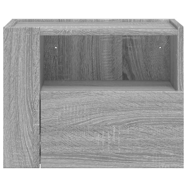 vidaXL Wall-mounted Bedside Cabinet Grey sonoma Engineered wood Small