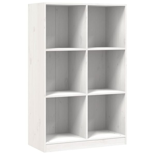 vidaXL Bookcase White Solid Pine Wood Medium Bookcase Rectangular