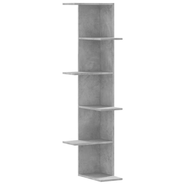 vidaXL Wall Corner Shelf Concrete Grey Engineered Wood Standard