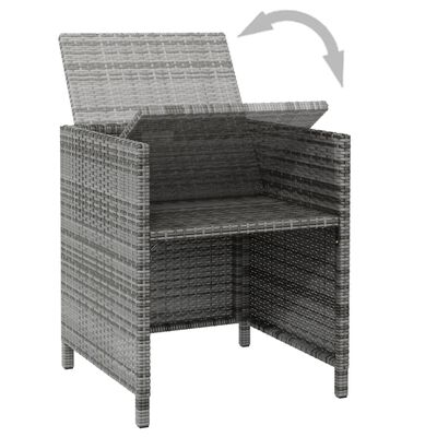 vidaXL 4 Piece Patio Chair and Stool Set Poly Rattan Gray