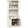 vidaXL Highboard White Solid pine wood, engineered wood, metal, glass