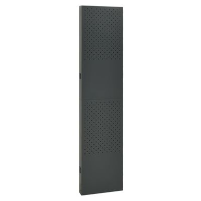 A single tall dark grey perforated panel/door with perforated top and bottom sections