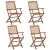 vidaXL Outdoor Chair Set of 4 Natural Acacia Solid Acacia wood Standard