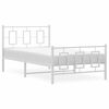 vidaXL Bed Frame White Powder-Coated Steel Single Bed Frame