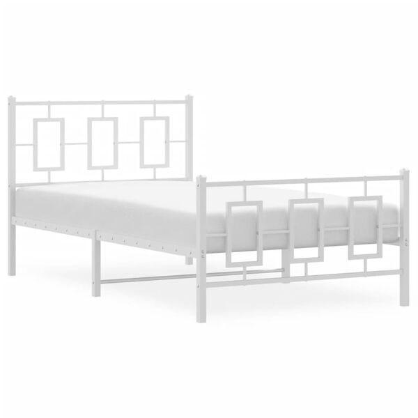 vidaXL Bed Frame White Powder-Coated Steel Single Bed Frame