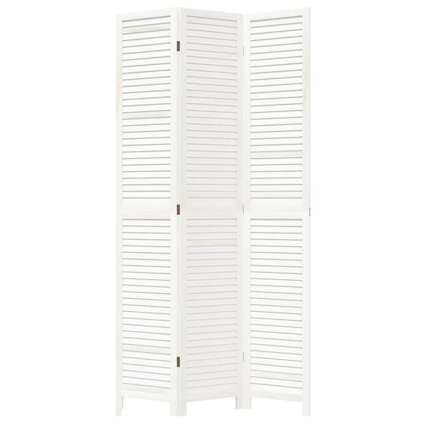 vidaXL Room Divider 3 Panels White Solid Wood Paulownia