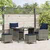 vidaXL Garden Sofa Set Grey, Navy blue PE rattan and powder-coated steel