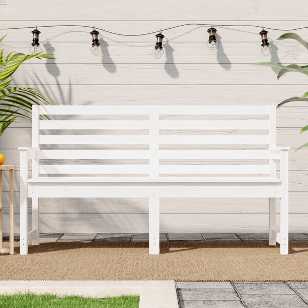 vidaXL Garden Bench White Solid pine wood Large Durable Garden Bench