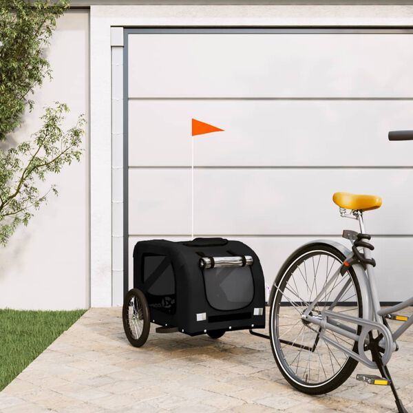 vidaXL Pet Bike Trailer Black Oxford fabric, Iron, PVC Small