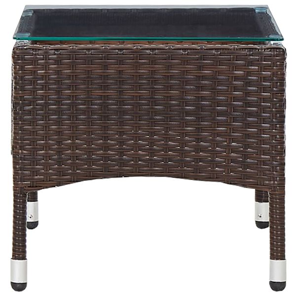 vidaXL Outdoor Table Brown PE rattan, Glass 23.6x15.7x14.2 in Durable