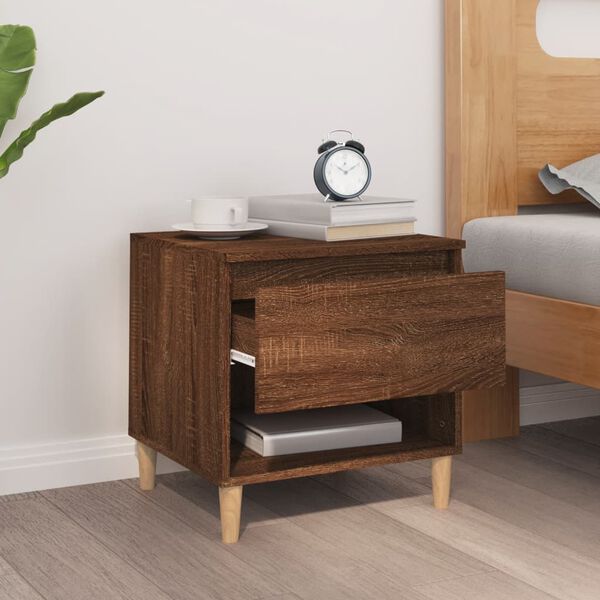 vidaXL Bedside Table Brown oak Engineered wood Medium Bedside Table