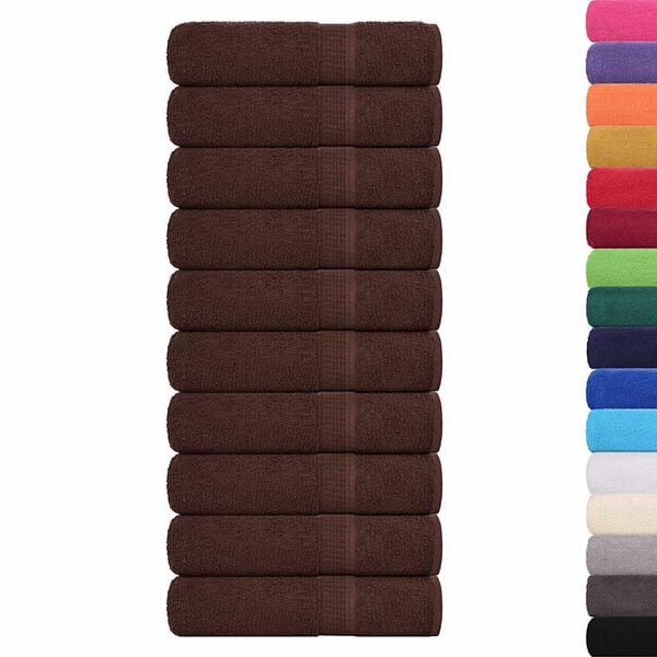 vidaXL Bath Towel Set of 10 Brown 100% Cotton Large Bath Towel