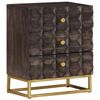 vidaXL Bed Cabinet Black Solid mango wood, brass powder-coated iron Medium