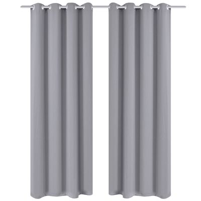 2 pcs Gray Blackout Curtains with Metal Rings 53" x 96"