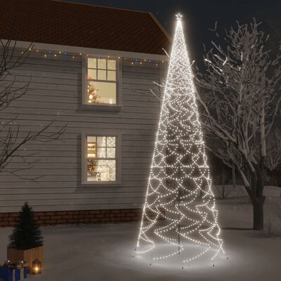 vidaXL Christmas Tree with Spike Cold White 3000 LEDs 26 ft