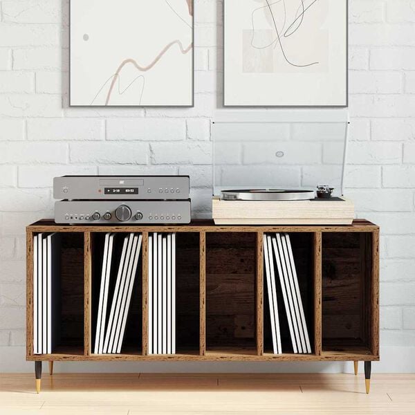 vidaXL Record Cabinet with Shelf Old wood 39.37 x 14.96 x 18.90 in