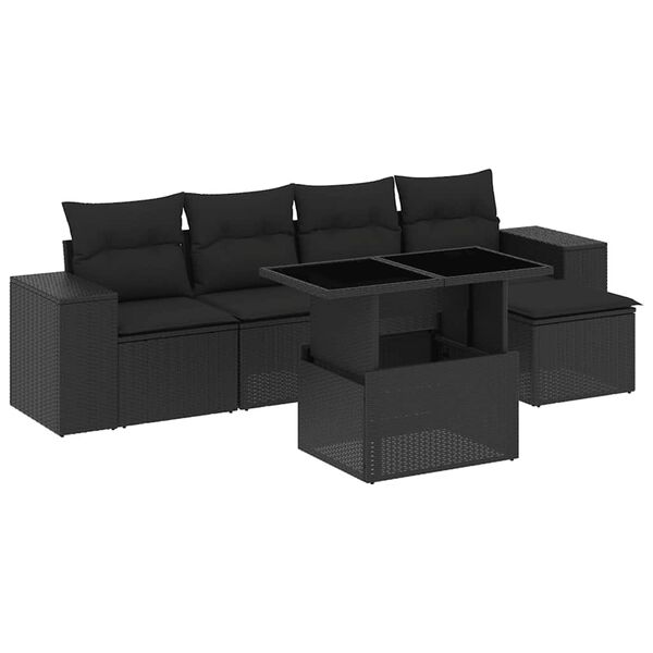 vidaXL Garden Sofa Set Black