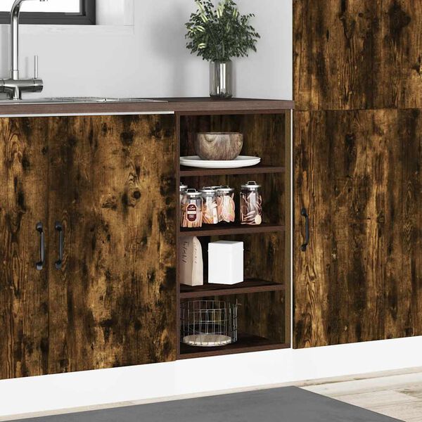 vidaXL Bottom Cabinet Smoked oak Engineered wood Medium Adjustable Feet