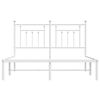 vidaXL Bed Frame White Powder-Coated Steel Double Bed Frame