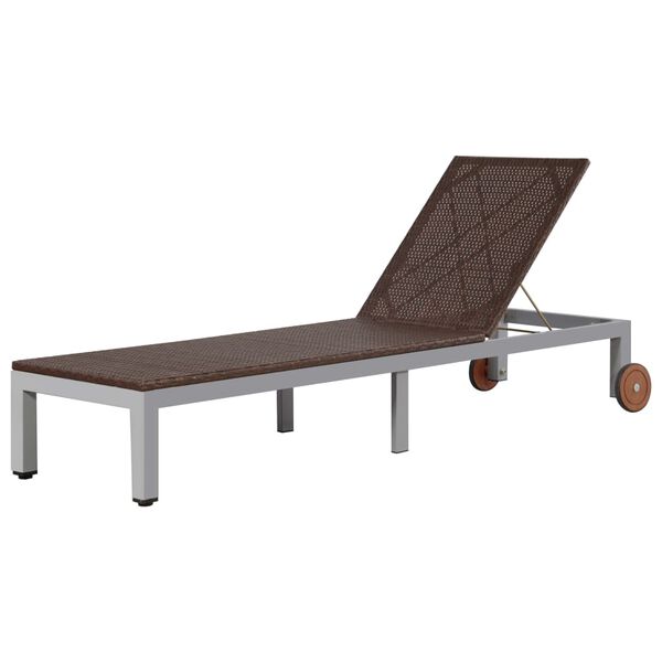 vidaXL Sunlounger Brown Polyethylene rattan, powder-coated steel