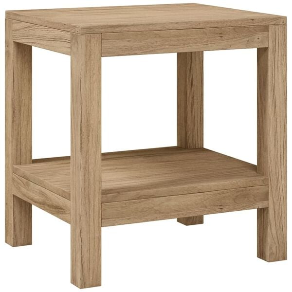 vidaXL Bathroom Side Table Natural Teak Solid Teak Wood 17.7x13.8x17.7 in