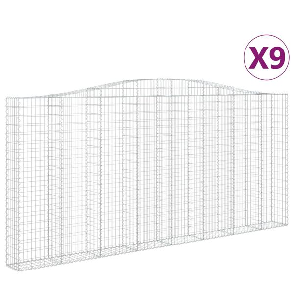 vidaXL Arched Gabion Baskets 9 pcs 157.5x11.8x180/200" Galvanised Iron