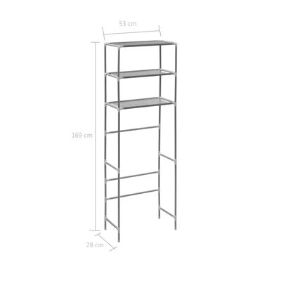 vidaXL 3-Tier Storage Rack over Toilet Silver 20.9"x11"x66.5"