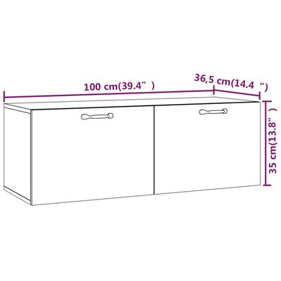 vidaXL Wall Cabinet Sonoma Oak 39.4"x14.4"x13.8" Engineered Wood