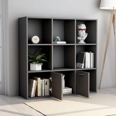 vidaXL Book Cabinet Gray 38.5"x11.8"x38.5" Chipboard